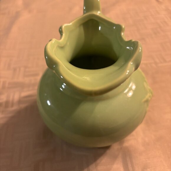 Vintage McCOY Lime Green Small Pitcher ~ Grape Leaf Design USA. 5.5" Tall. MINT - Picture 2 of 5